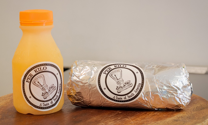 Image 1: Breakfast Burrito + Orange Juice