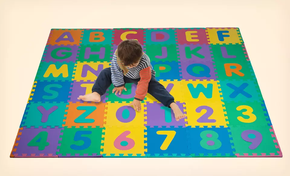 96-Piece Foam Alphabet-and-Number Puzzle Floor Mat for Kids - Primary Image