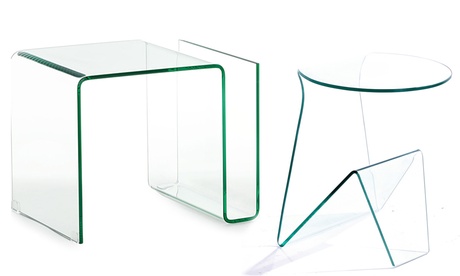 Tavolino in vetro curvato, disponibile in 2 modelli