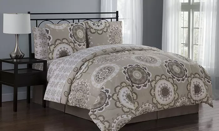 Contemporary Printed Reversible Bed-in-a-Bag Set (8-Piece) - Second Medium