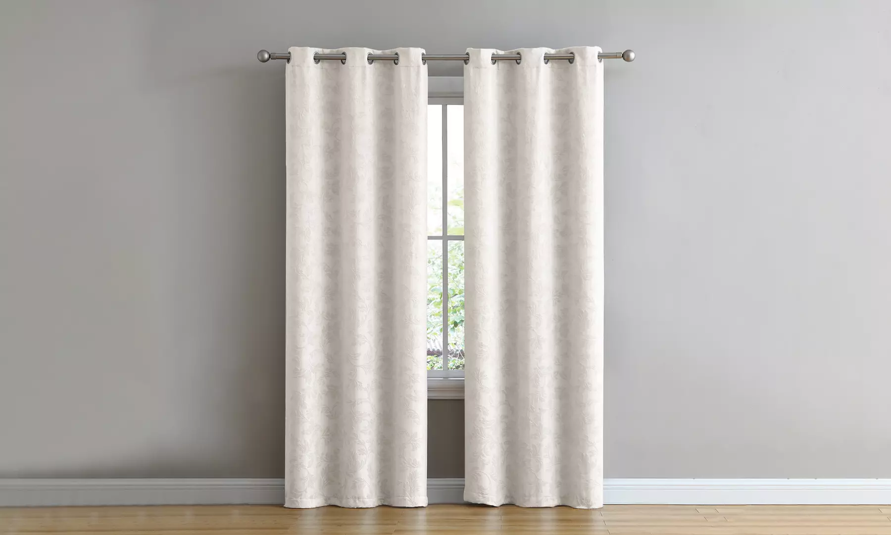 Abelina Embossed 76" x 96" Grommet Blackout Window Panel Pair - Primary Image