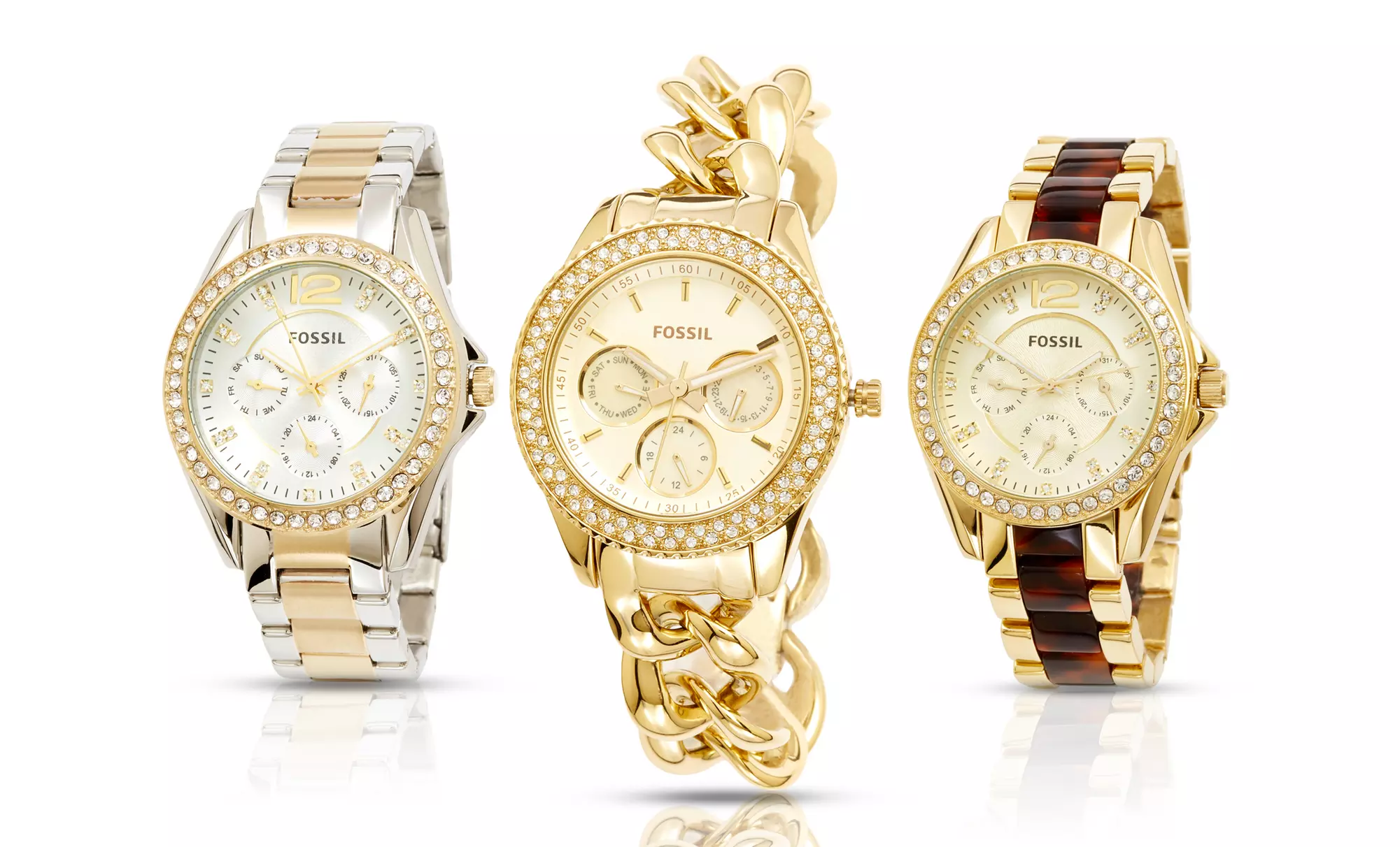Fossil Tortoise and Gold es3343 ES4333 Fossil Commuter Gold RoseTone Stainless Steel  main image 2