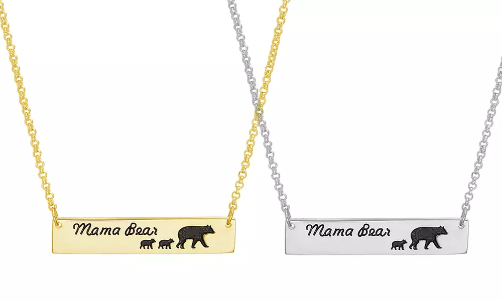 Nina & Grace Mama Bear & Baby Cub Bar Necklace - Primary Image