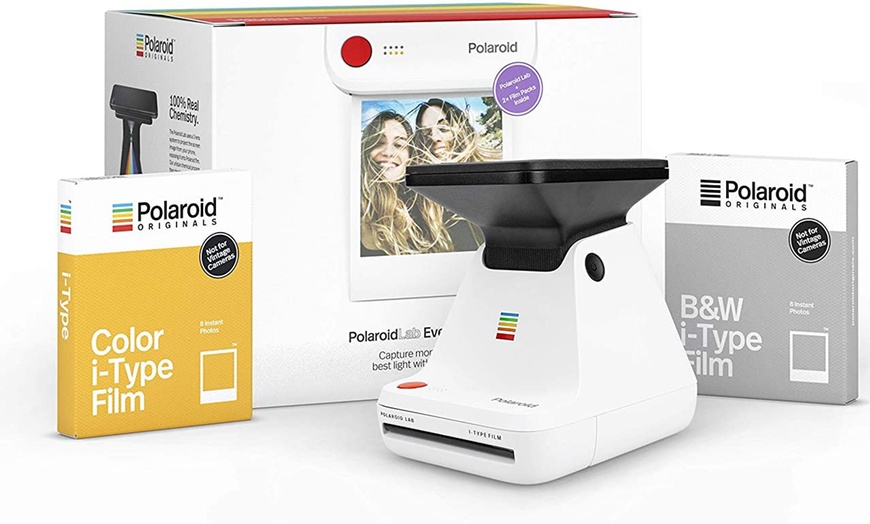 Image 1: Set van Polaroid Lab met 1 zwart-witfilm en 1 kleurenfilm