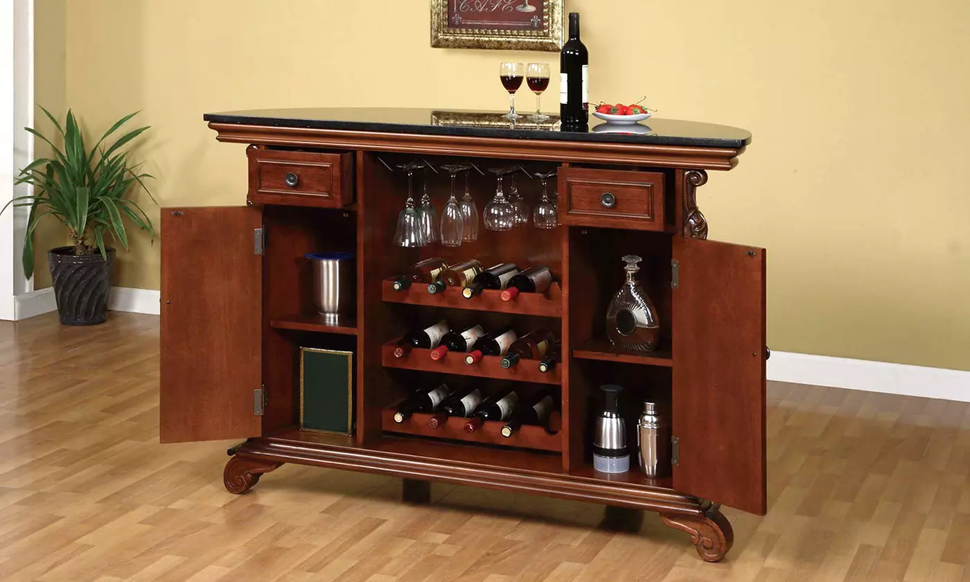 Bourbon Street Yorktown Cherry Traditional Bar with Black Granite Top - Primary Image