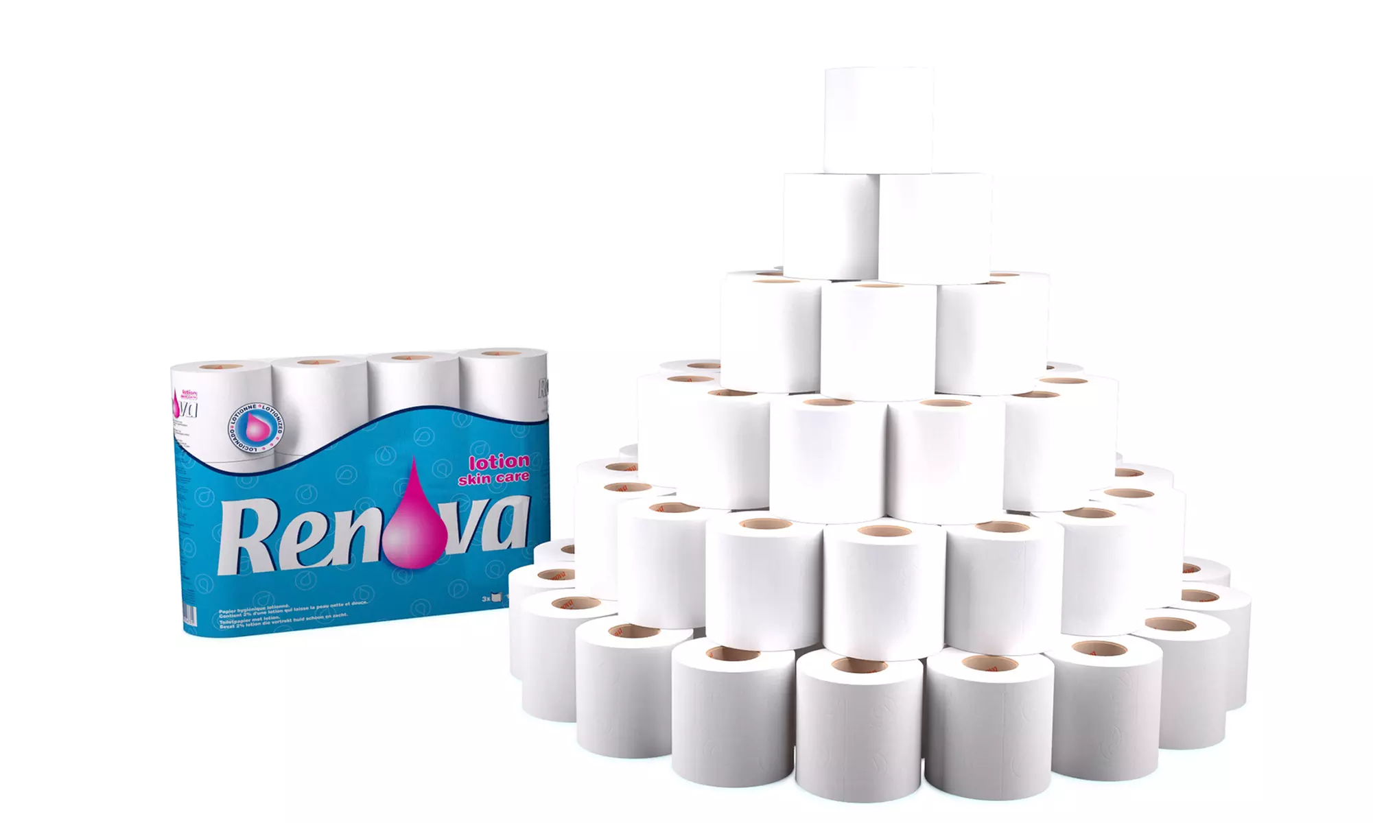 72, 144 or 288 Rolls of 3-Ply Renova Lotion Skin Care Toilet Paper from £14.99 (Up to 61% Off) - Primary Image