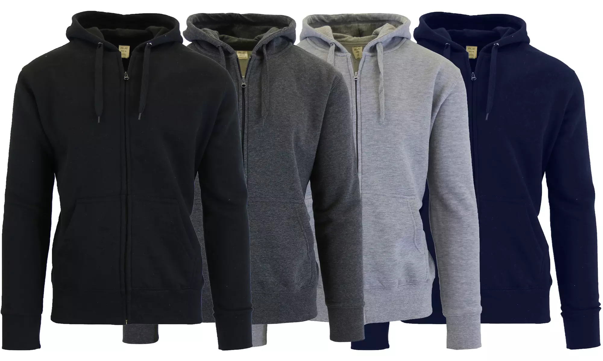 3-Pack Men's Slim-Fit Fleece-Lined Zip Hoodie (S-2XL) - Primary Image