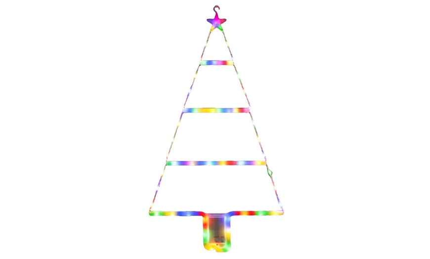 Image 1: Christmas Tree Lights Triangle Ladder