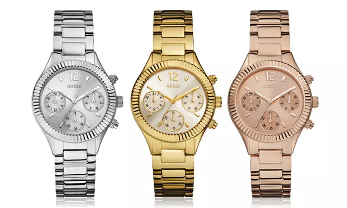 Montre GUESS Femme Cuir Bleu Et Acier - Mouvement Quartz - Neuf Avec étiquettes - Livraison USA Gratuite