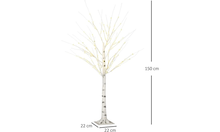 Image 10: HomCom Artificial White Birch Tree Light