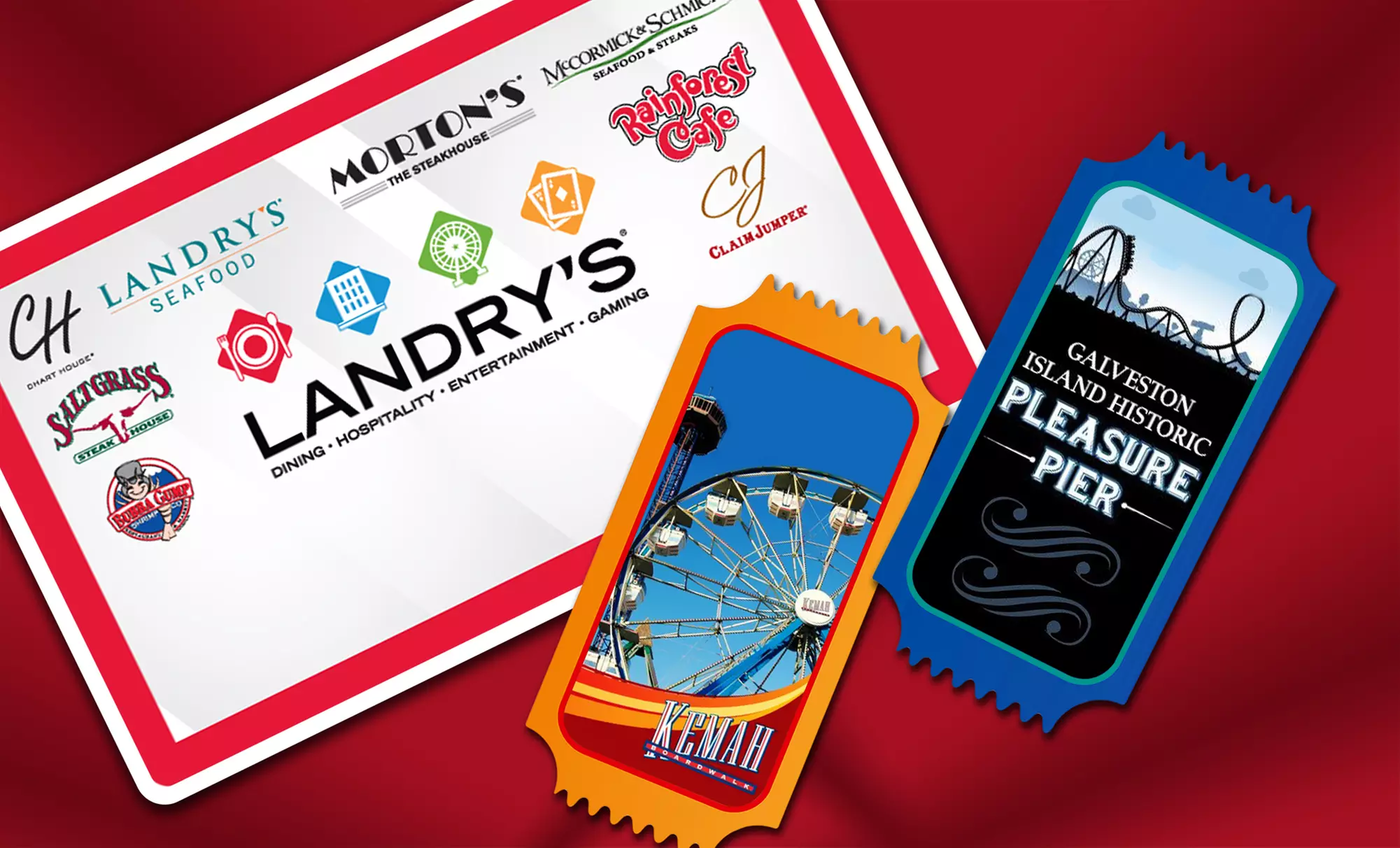 Two All-Day Ride Passes to Galveston Pleasure Pier or Kemah Boardwalk, Plus a $50 Landry's eGift Card - Primary Image
