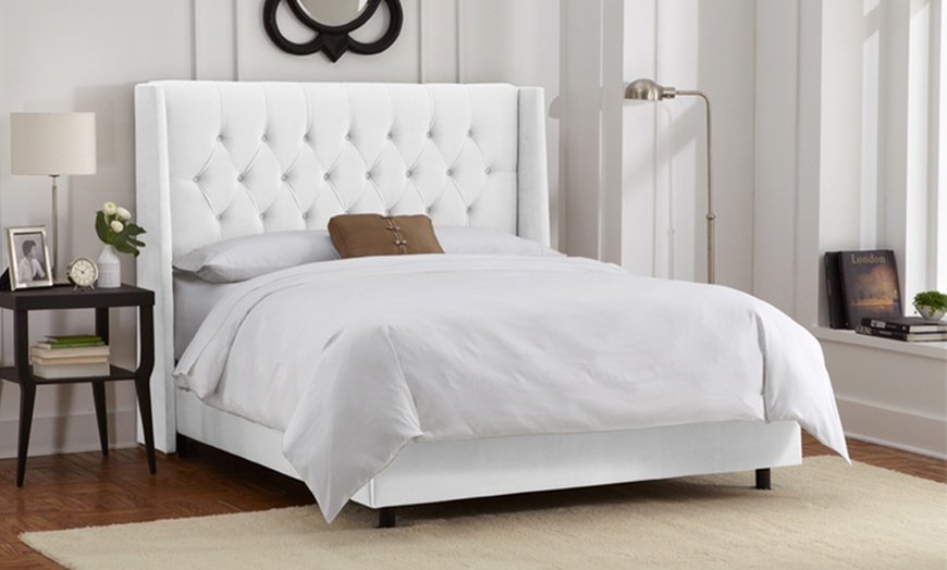 Diamond-Tufted Upholstered Bed | Groupon Goods