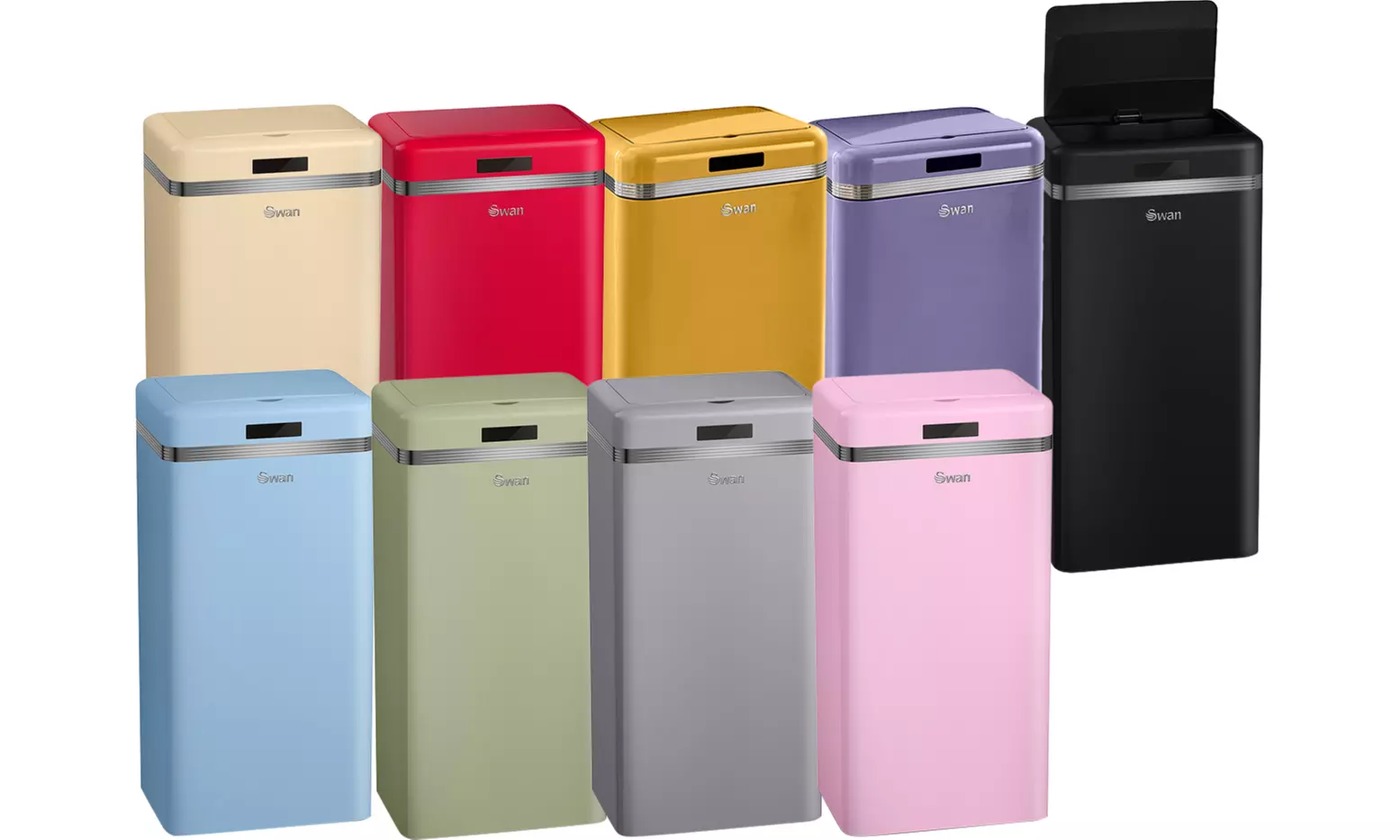 Swan Retro-Style 45L Square Sensor Bin With Free Delivery - Primary Image