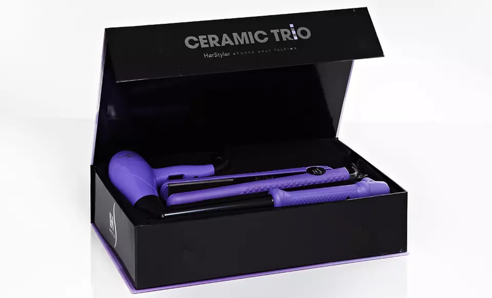 HerStyler Ceramic Styling Set with Dryer, Straightener, and Curling Iron. - Second Medium