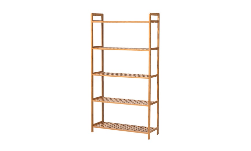 Image 14: Bamboo Wood-Tiered Book Storage Shelf Collection
