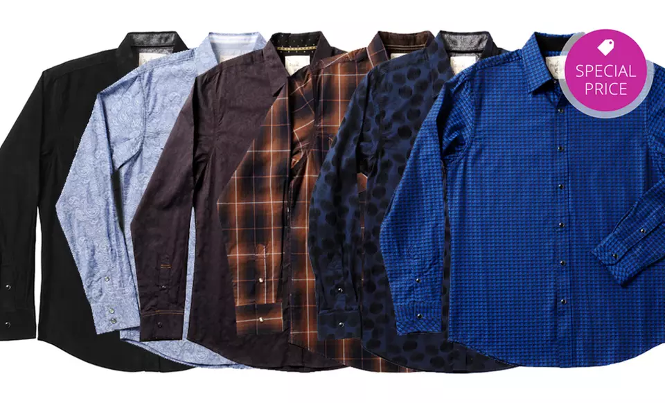 Age of Wisdom Men's Casual Button-Downs. Multiple Styles Available. - Primary Image