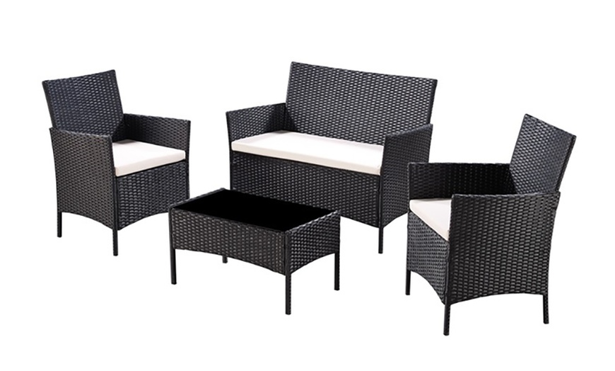 Image 12: 4-Piece Rattan-Effect Lounge Set