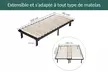 Sommier Evolutif cadre de lit métallique à lattes flexibles, 90 x 200 à 180 x 200 cm, pieds inclus, Sampur - Image 7