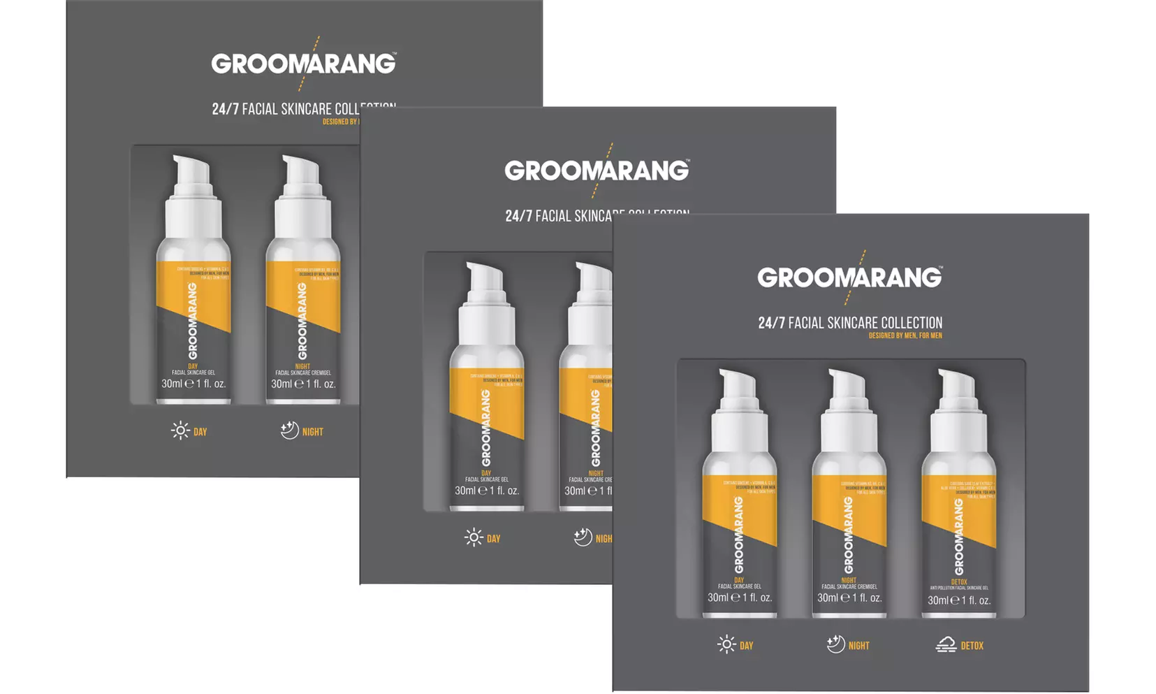 Three-Pack Groomarang Skincare Gift Sets for Men