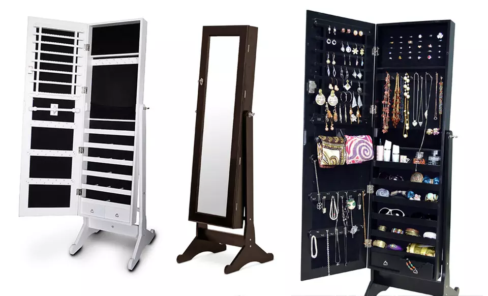 Bella Wooden Dressing Mirror with Jewelry Cabinet - Primary Image