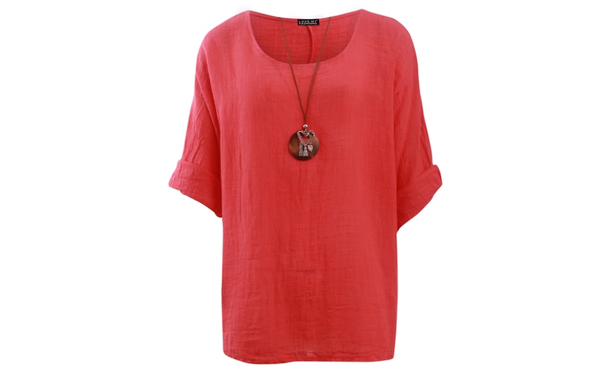 Image 16: Love My Fashions Women's Plain Necklace Tunic Top