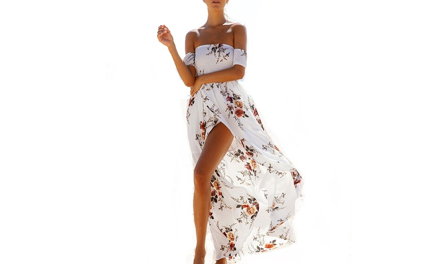 Image 3: Floral Off-Shoulder Maxi Dress