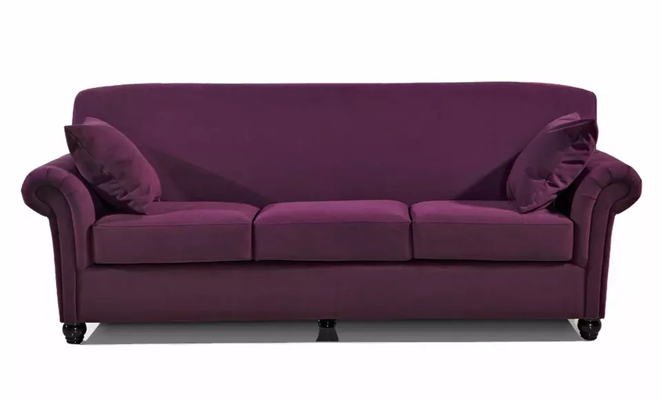 3-Seater Microfiber Sofa. Available in Grey, Sage, or Eggplant. - Second Medium