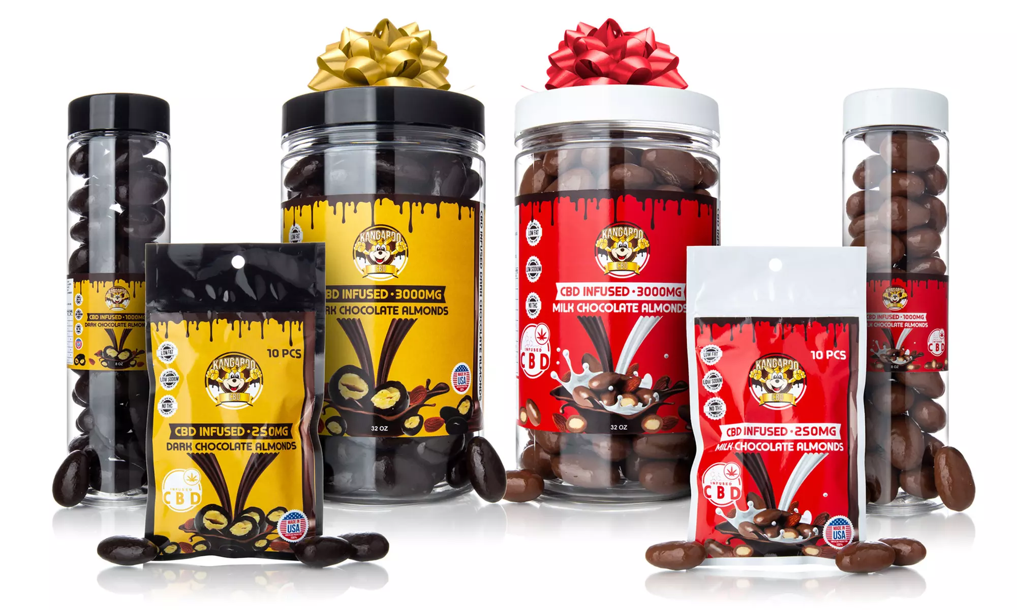 Kangaroo CBD Dark or Milk Chocolate Covered Roasted Almonds (500mg, 1000mg or 3000mg) - Primary Image
