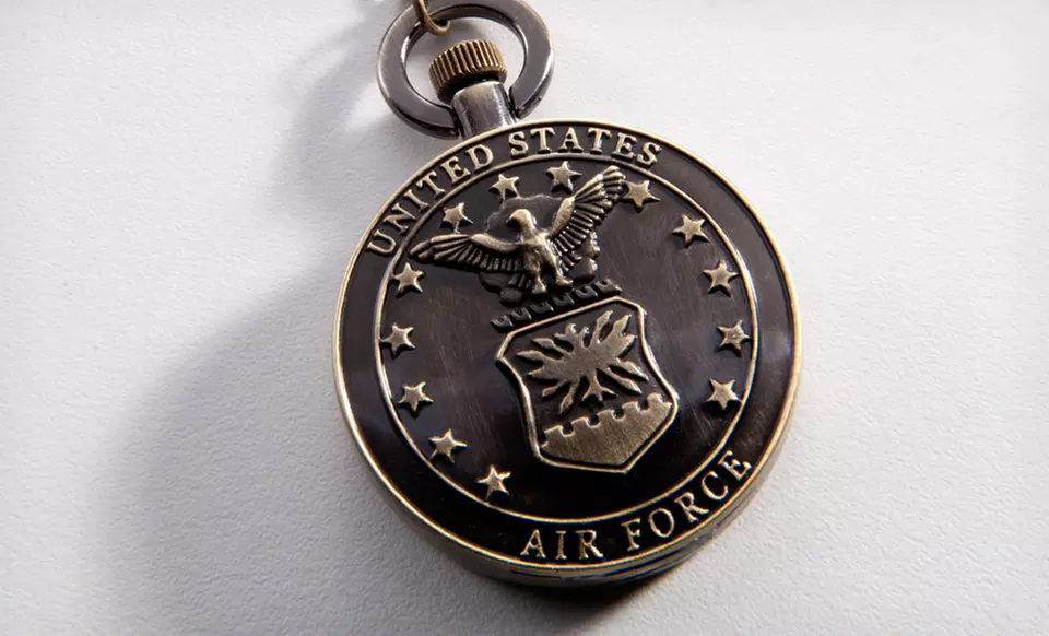 $8.99 for a Strada Air Force, Army, Marines, or Navy Pocket Watch with 32" Chain ($75 List Price). Free Returns. - Second Medium