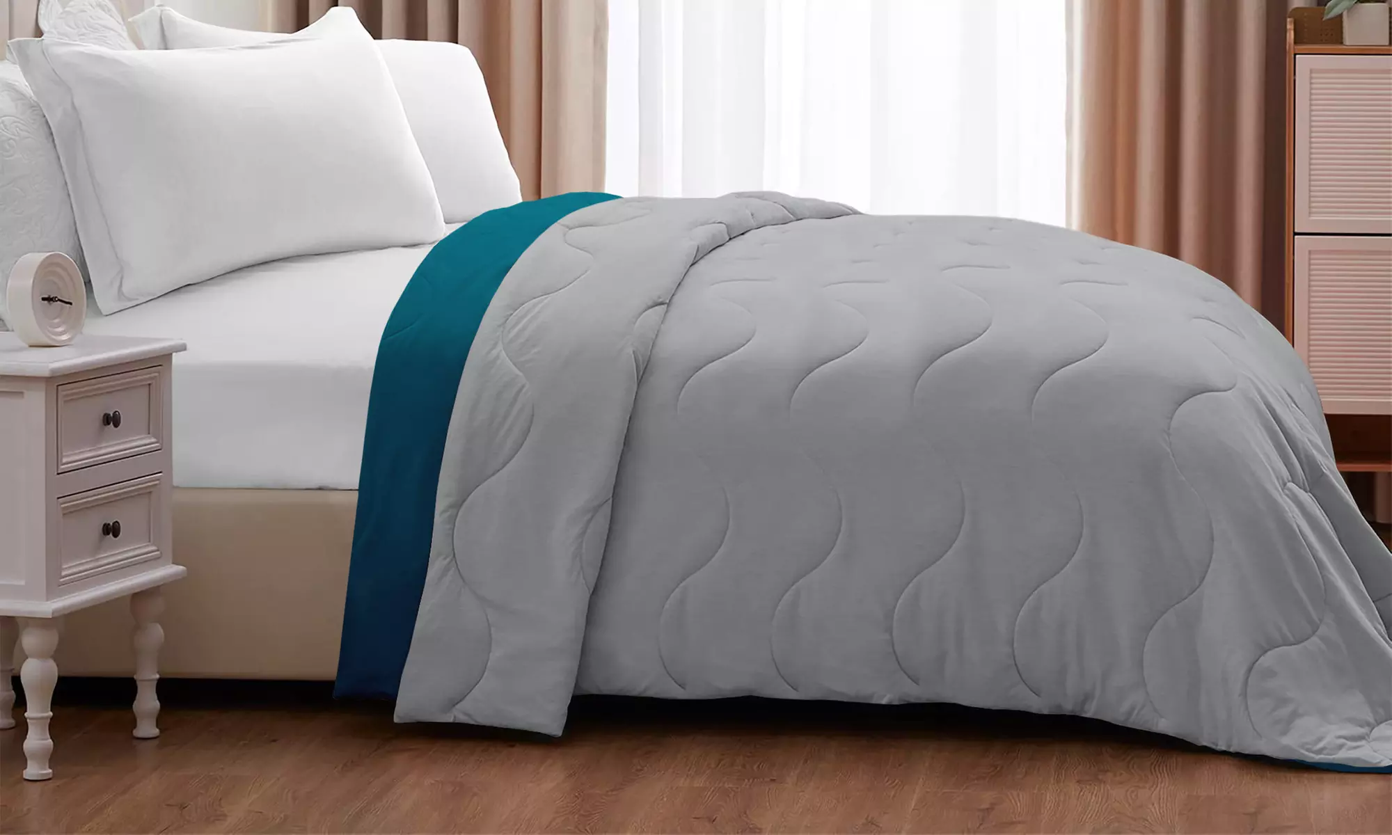 Coperta trapuntata double face con design reversibile