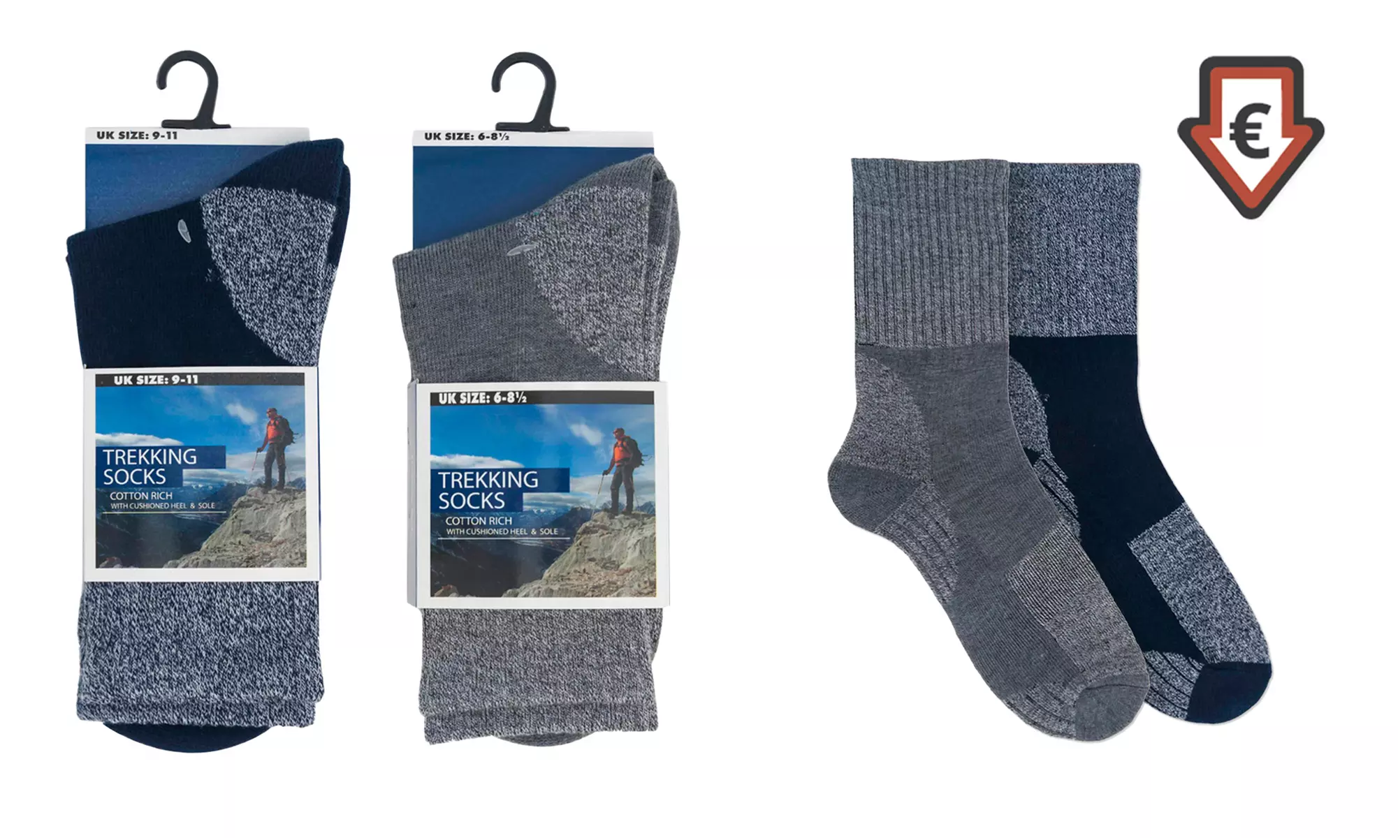 4 oder 6 Paar Wandersocken in Blau oder Grau - Primary Image