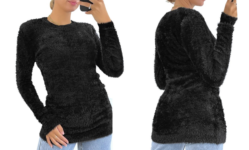 Image 10: Women's Long Sleeve Fluffy Jumper