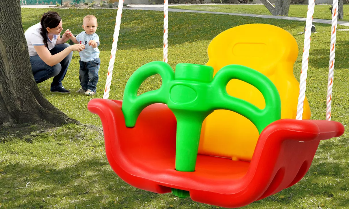 Balançoire siège chaise pour enfant 2 en 1 avec cordes d'attache - Primary Image