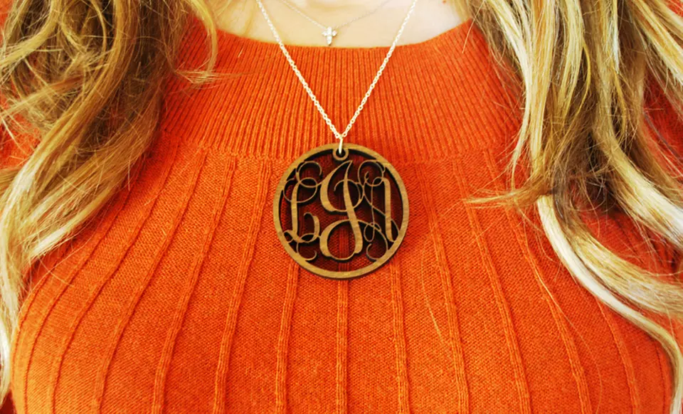 2" Wooden Monogram Necklace with 18" Silver Chain from LilyDeal.com - Primary Image