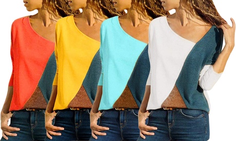 Top femme casual patchwork
