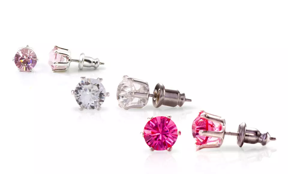 One or Three Pairs of Stud Earrings with Swarovski Elements (Up to 95% Off). 3 Colors Available. Free Returns. - Primary Image