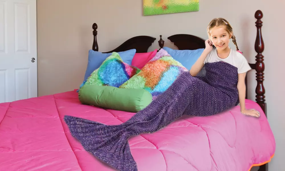 1x oder 2x Decke in Form von Seejungfrau für Kinder in der Farbe nach Wahl - Second Medium