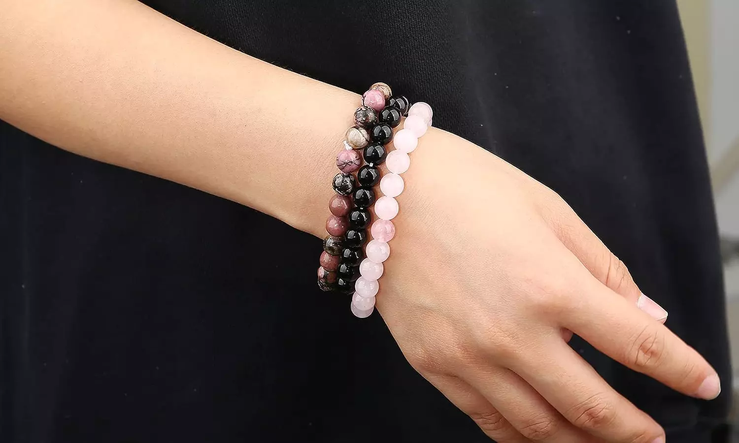 1 ou 2 bracelets en perle de jaspe et agate simple ou triple - Primary Image