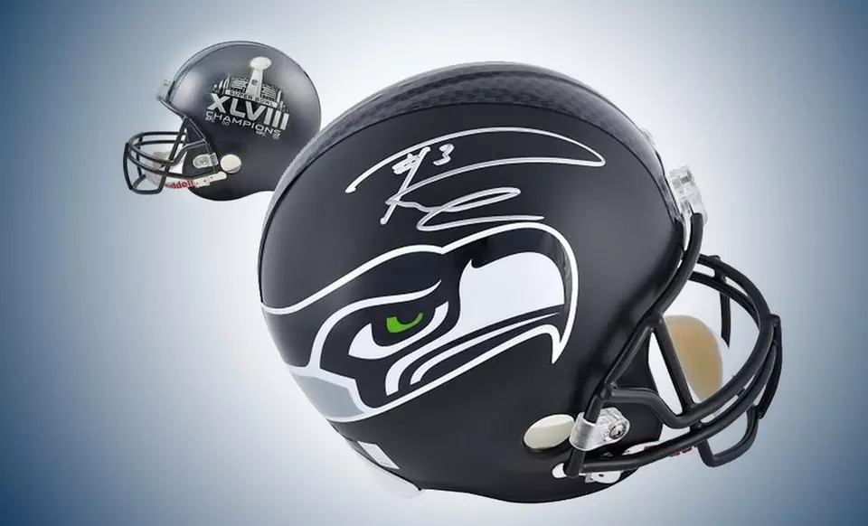 Russell Wilson Autographed Football or Helmet. Multiple Options Available from $289.99–$399.99. Free Returns. - Second Medium
