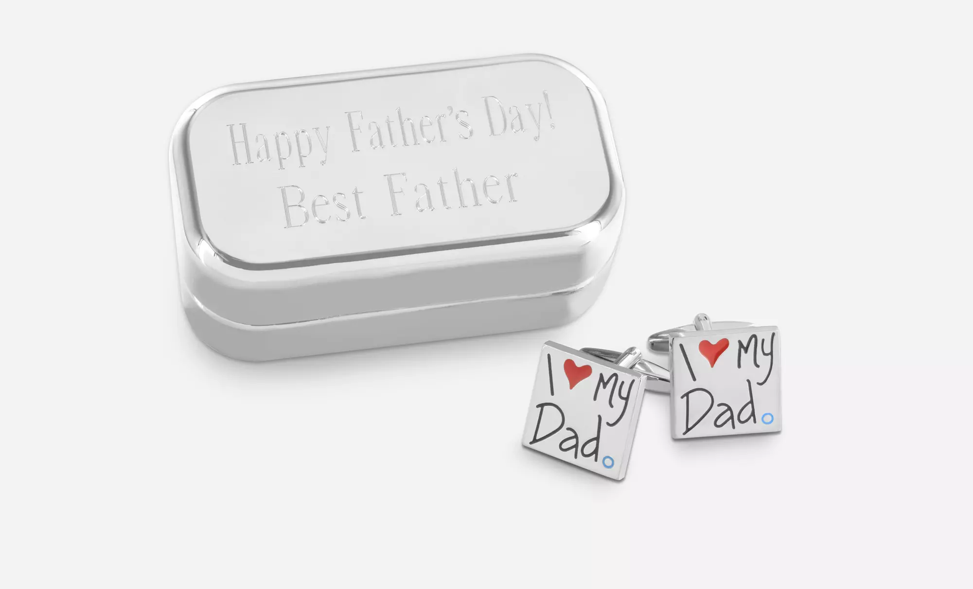 "I Love My Dad" Sterling Silver Cufflinks in Personalized Box - Primary Image