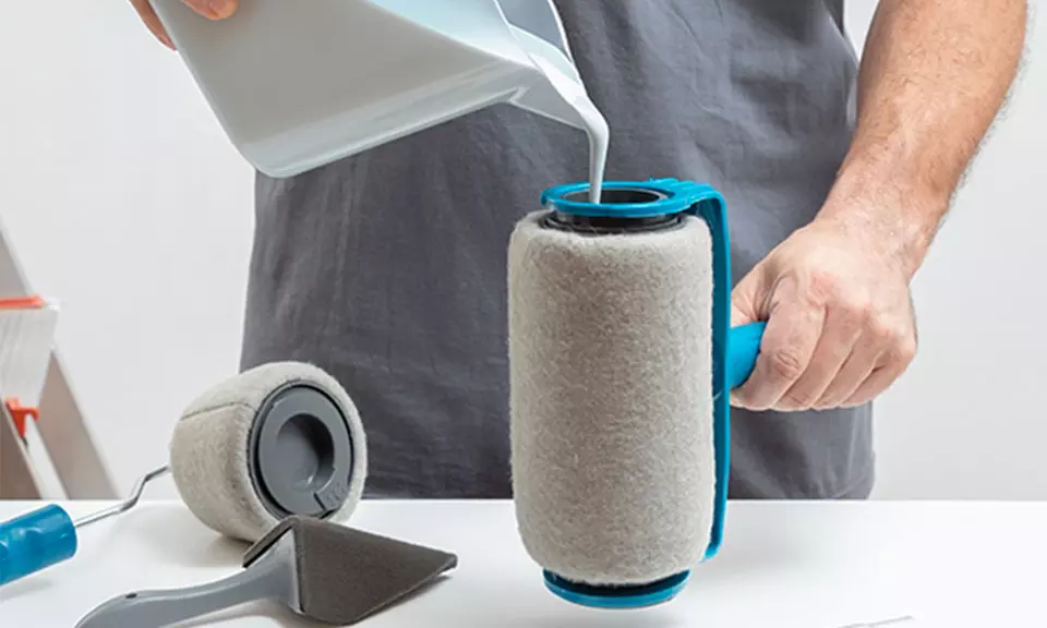 2 Rouleaux de Peinture Anti-Éclaboussures rechargeables ,avec réservoir:1 Rouleau+1 pour les coins - Primary Image