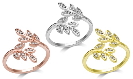 Fino a 3 anelli Leaf Ring Philip Jones con cristalli Swarovski® disponibili in 3 colori