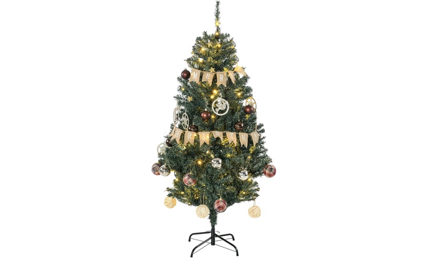 Image 4: HomCom 5ft Artificial Prelit Christmas Trees Holiday Decor