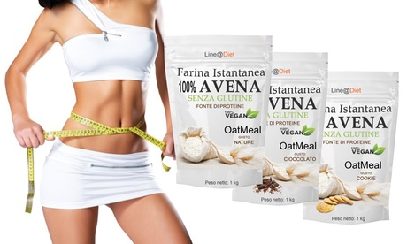 Fino a 3 Kg di farina d'avena istantanea Line@diet disponibile in 3 gusti