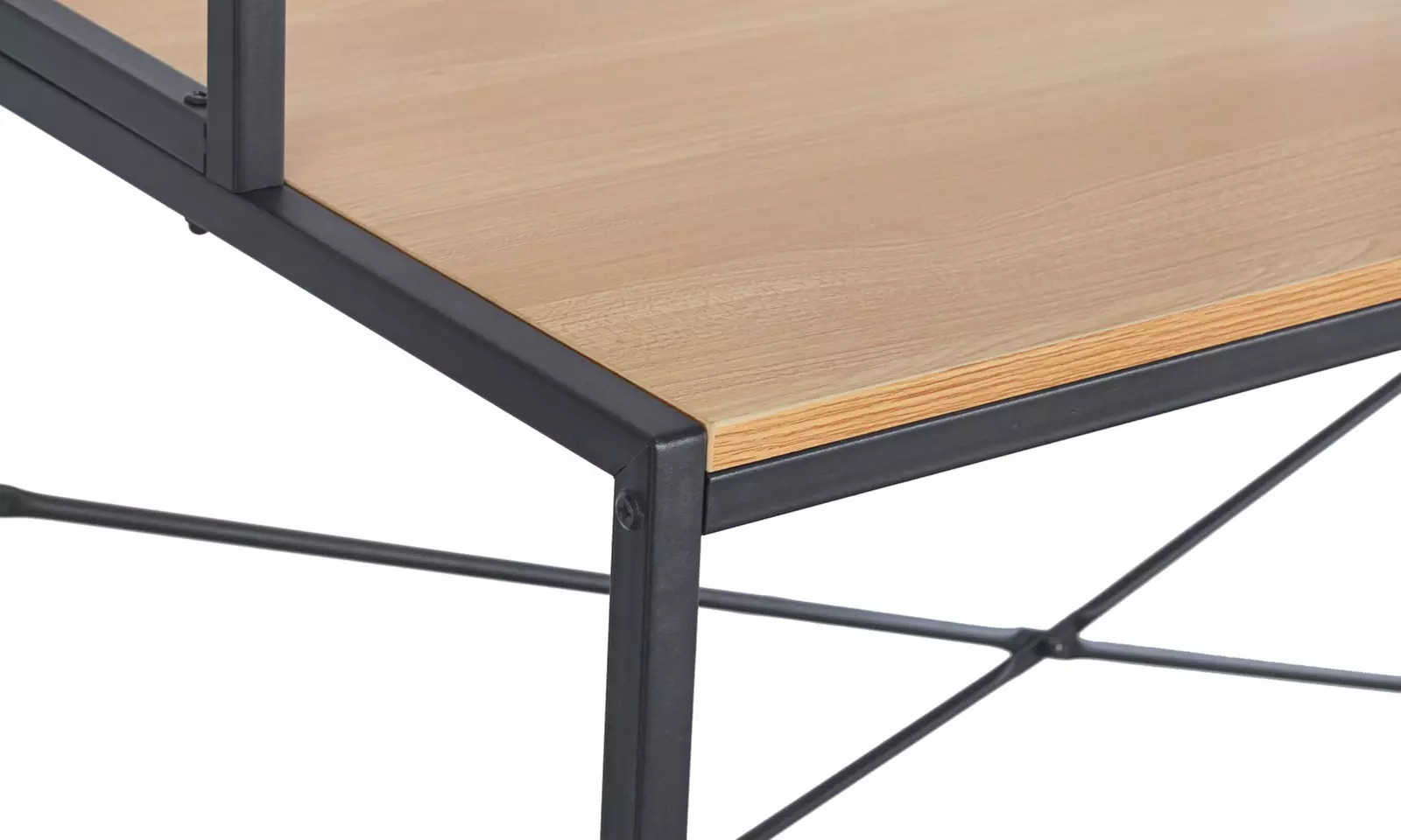 Bureau droit "Tucson" avec étagère intégrée, bois et acier