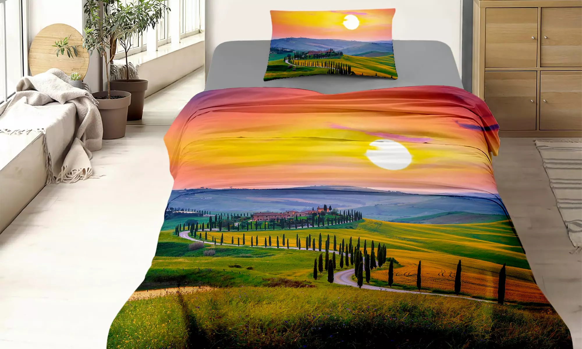 Completo lenzuola in cotone con stampa digitale