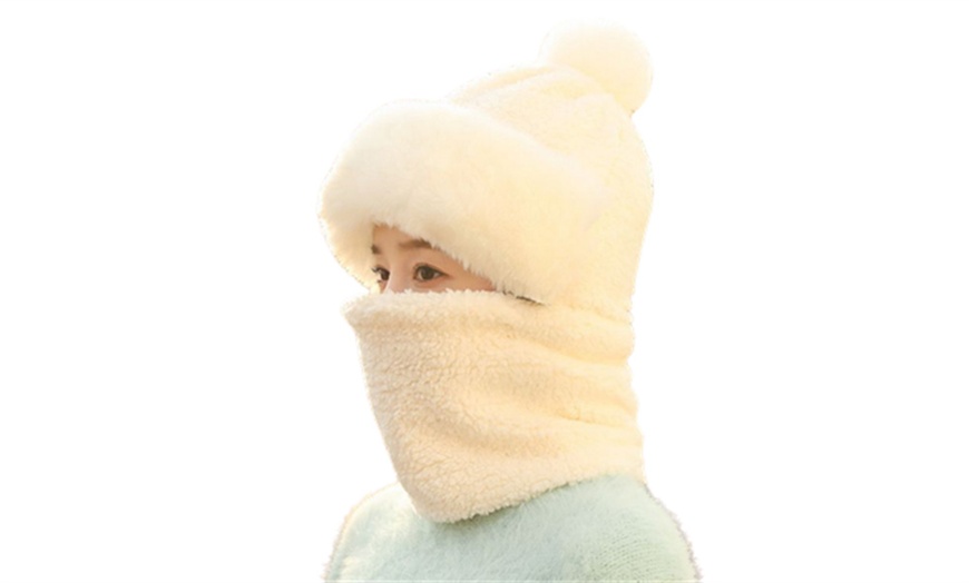 Image 6: Two in One Women's Windproof Fleece Lined Hooded Face Cover Scarf