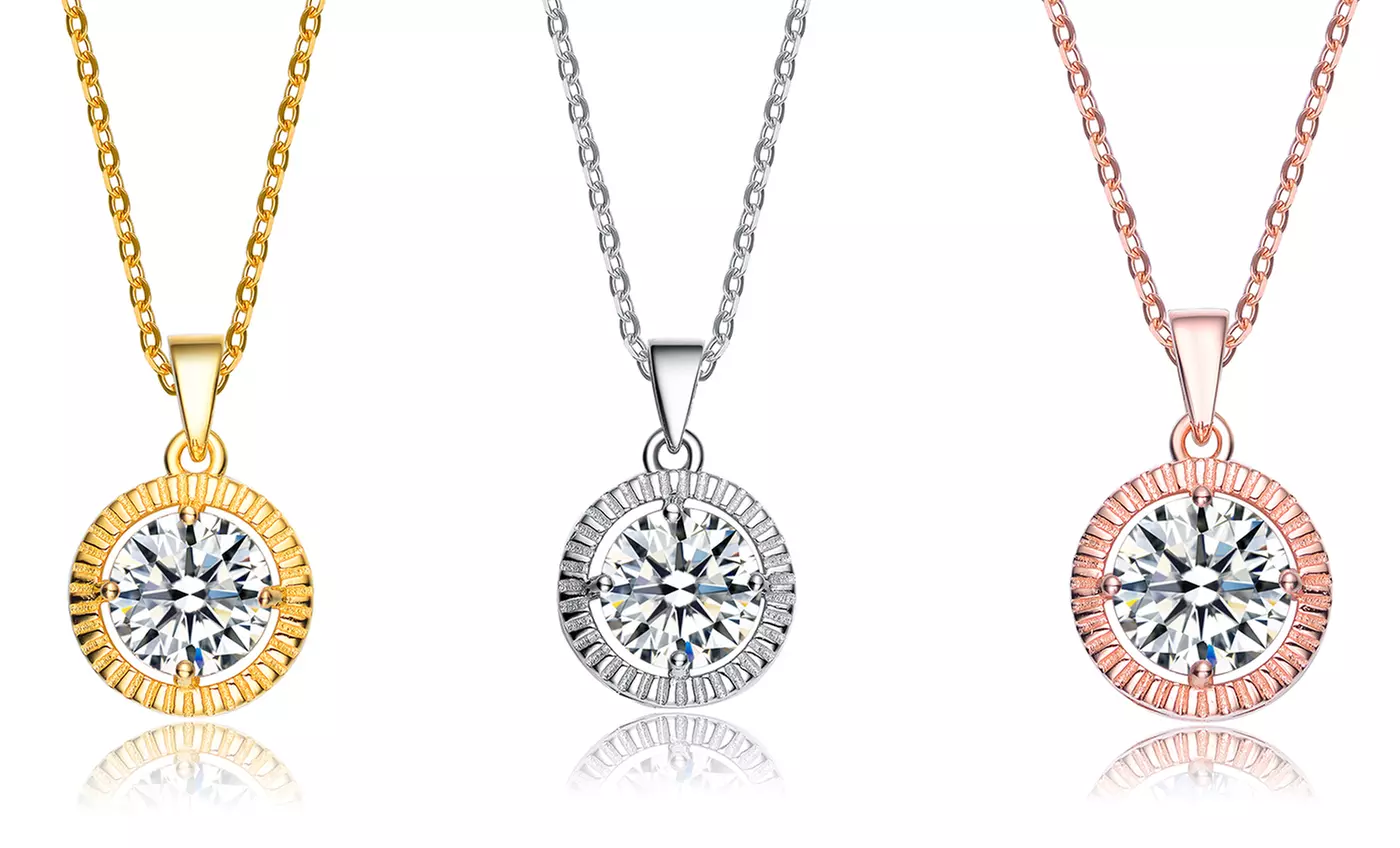3.5-Carat Lab-Created Diamond Pendant in Platinum-, Gold, or Rose-Gold-Plated Sterling Silver - Primary Image