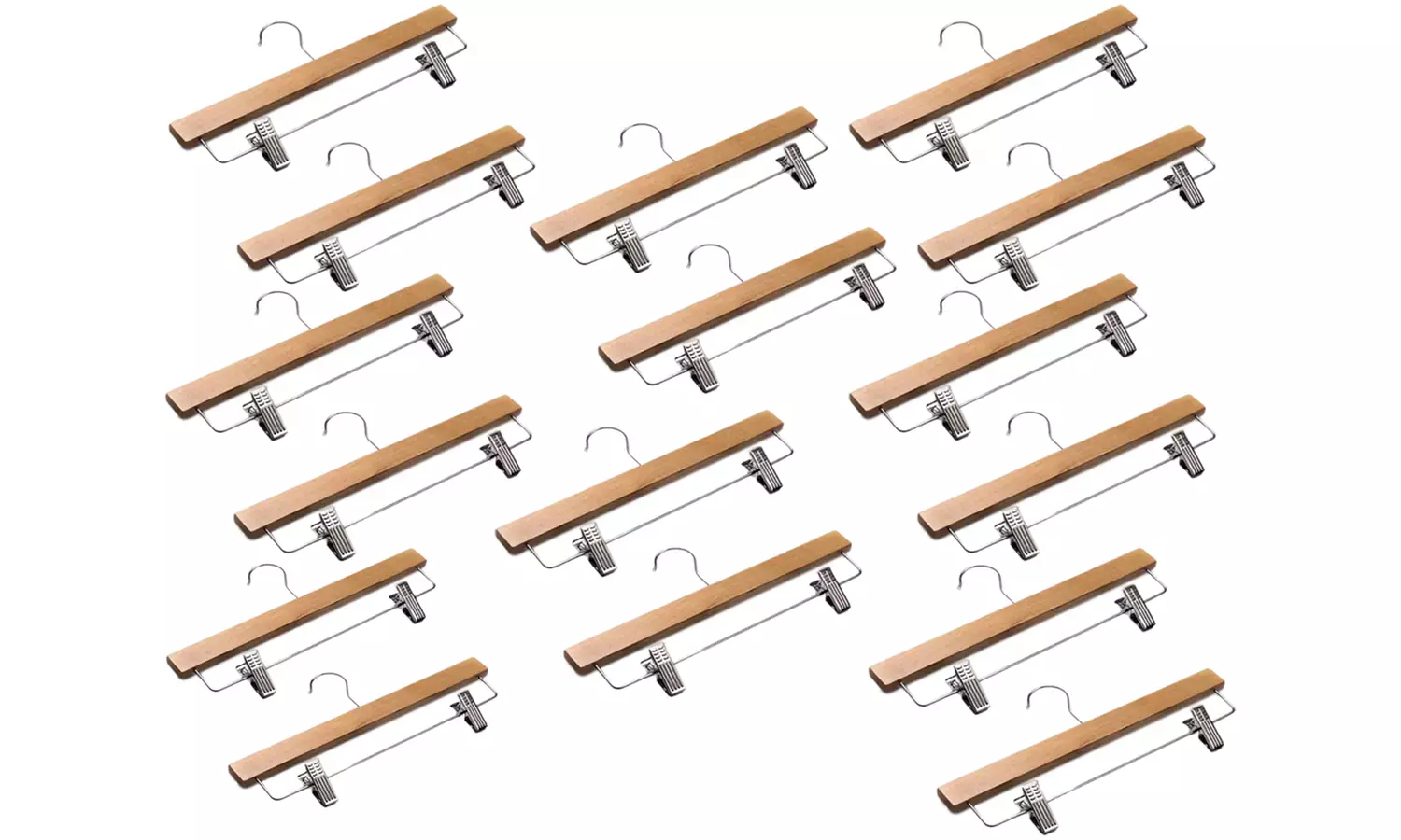 Lot de 6, 10 ou 16 cintres porte jupe ou pantalon en bois naturel - Image 4