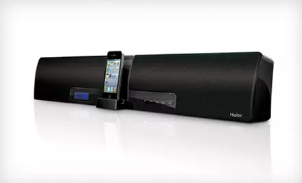 $59 for a Haier 2.0 Channel 32” Soundbar Speaker System with iPod/iPad/iPhone Dock ($149.99 List Price). Free Shipping. - Second Medium